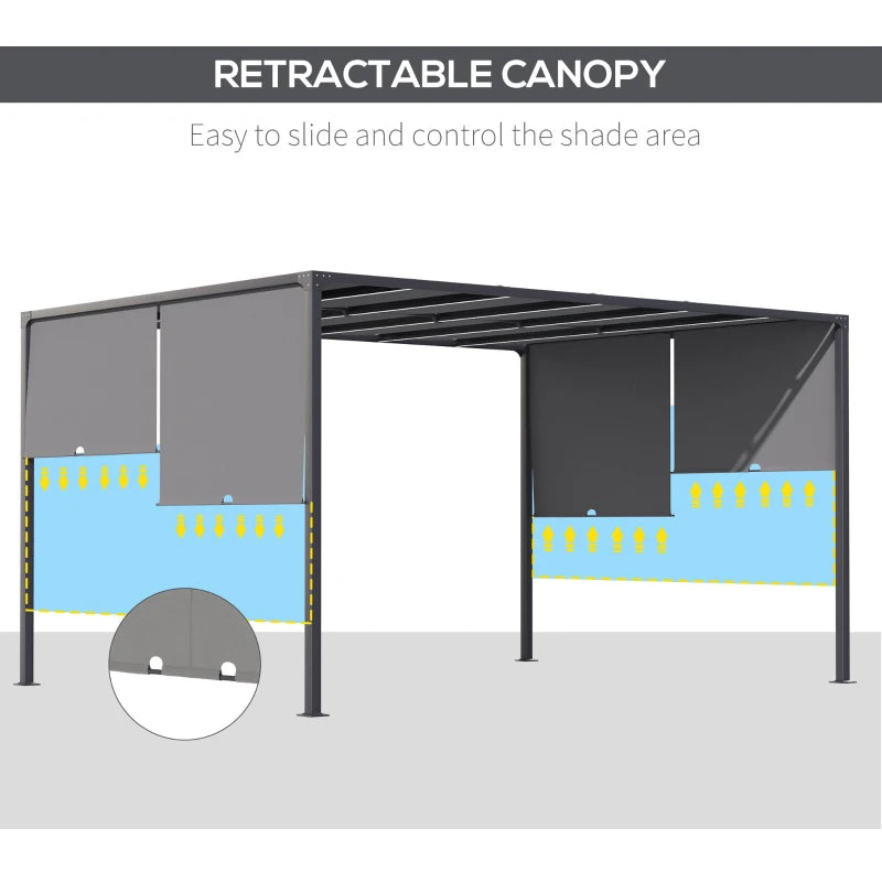 (3x4m) Metal Pergola with Solar LED Lighting and Sliding Roof/Wall Panels