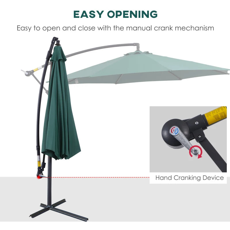 Cantilever Hanging Banana Parasol Umbrella - Green