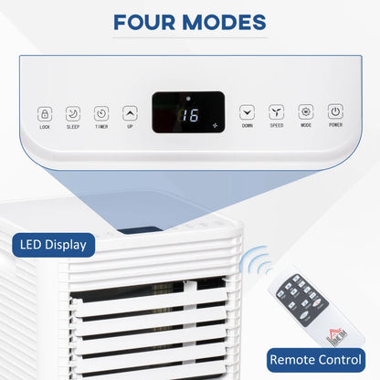 9000 BTU - 4-in-1 Air Conditioning Unit with Dehumidifier, 24hr Timer & Remote Control