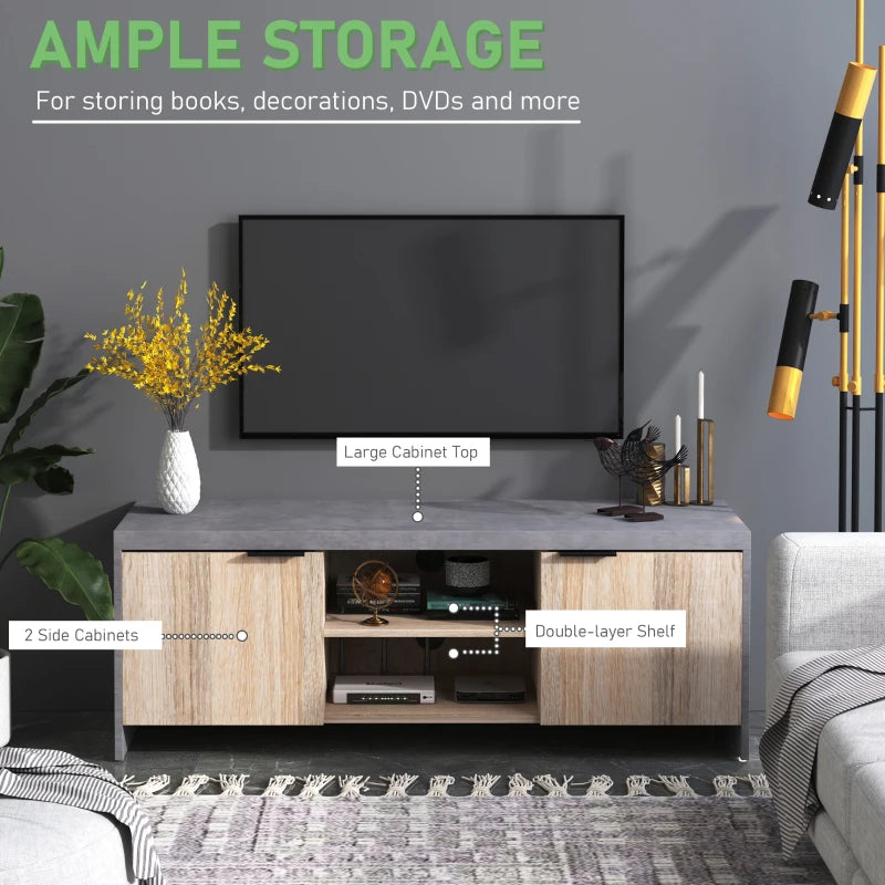 Nordic Style - TV Cabinet / Media Center Unit with Open Shelves and 2 Cupboard Storage