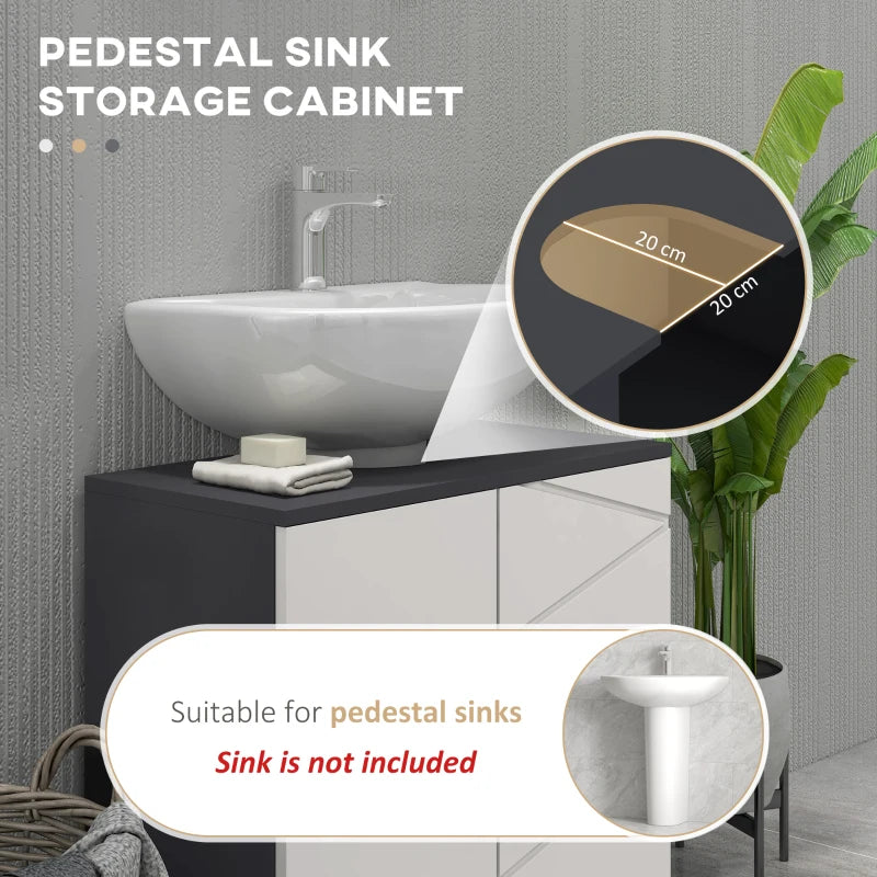 5 Piece Embossed Bathroom Collection Set with Bathroom Storage Cabinet, Tall and Small Floor Cabinets, Wall-mounted Mirror Cabinet and Pedestal Sink Cabinet