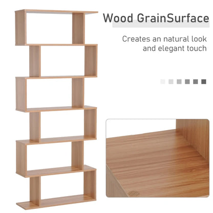 Wooden S Shape Storage Shelf / Bookcase Shelving - Wood Effect / Brown