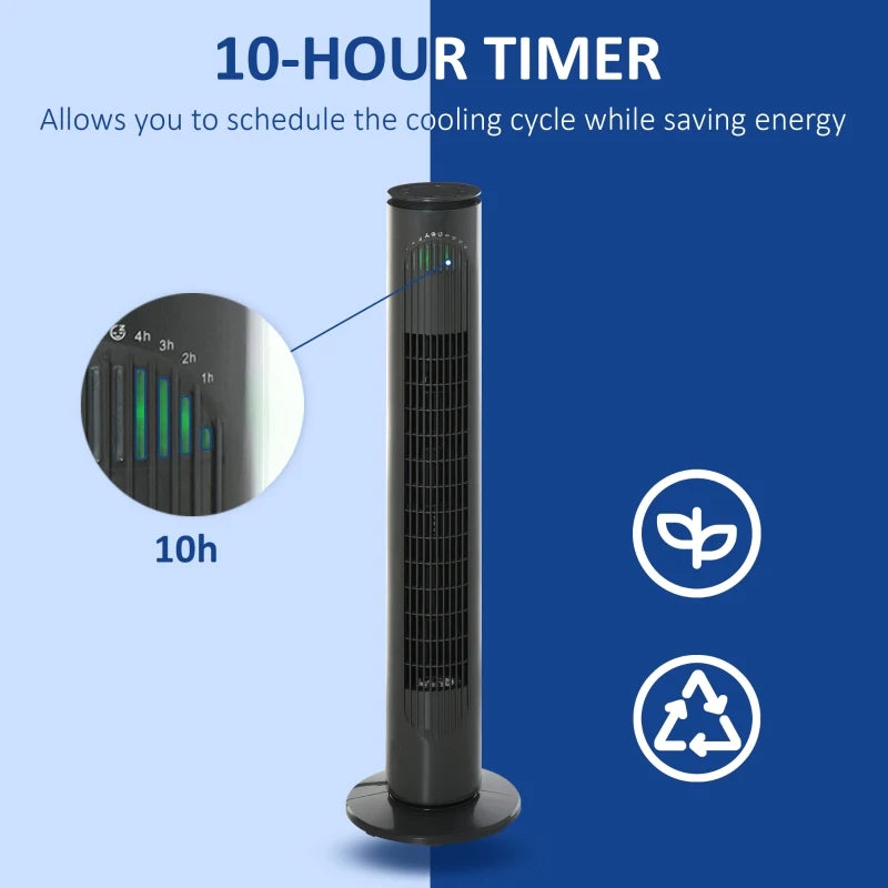 30" Freestanding Tower Fan with 3 Speed Modes, 10h Timer, 70 Degree Oscillation, LED Light and 5M Remote Controller