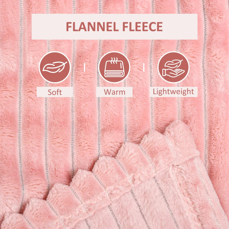 Large - Pink - Fleece Blanket / Reversible Warm Throw (King Size)