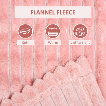 Large - Pink - Fleece Blanket / Reversible Warm Throw (King Size)