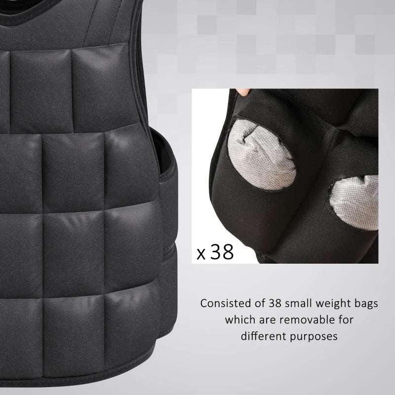 10kg Adjustable Weighted Vest with 38 Weight Bags