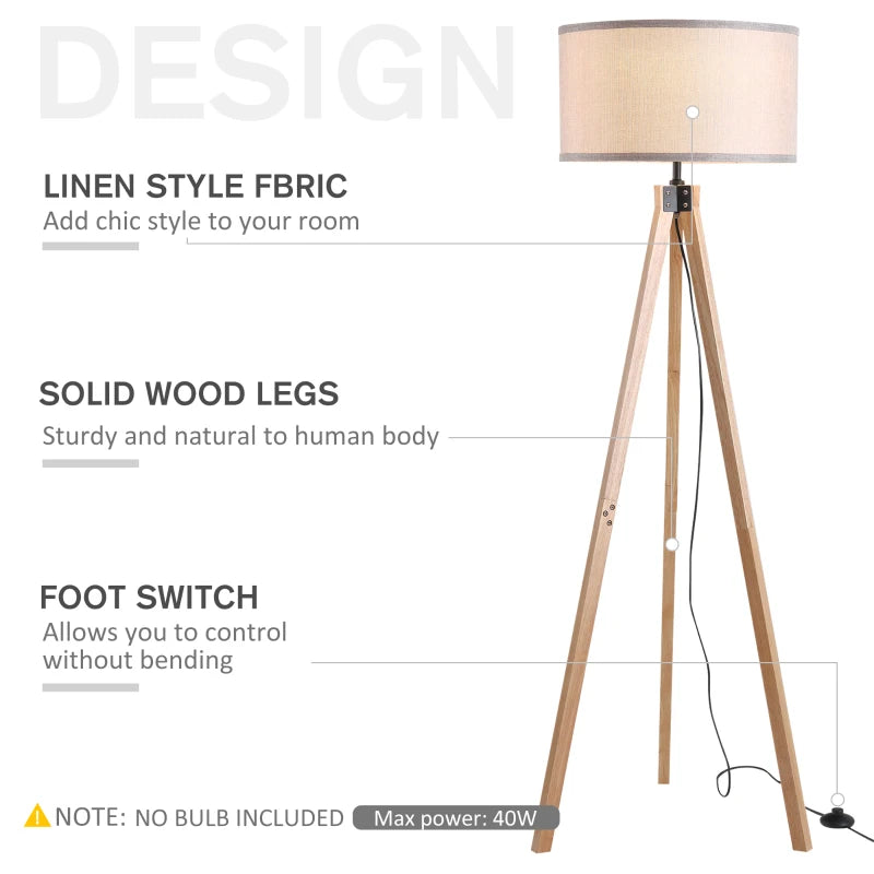 Freestanding Elegant Wooden - Tri-Pod Floor Lamp