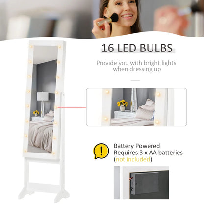 LED - Cabinet Mirror Armoire Floor Organiser with 3 Adjustable Angles