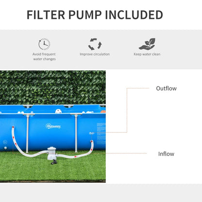 Steel Frame Pool with Reinforced Sidewalls, Filter Pump and Filter Cartridges -  Blue