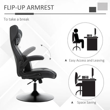 Video Game Home Office Chair with Lumbar Support, Racing Style, Swivel Base, Flip-up Armrest and Headrest