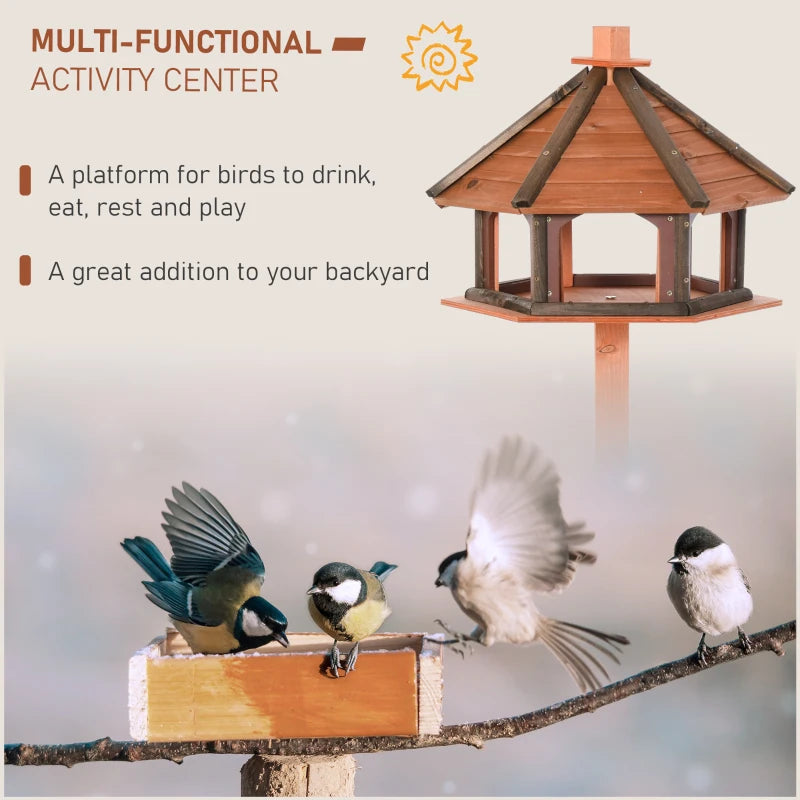 130cm Tall Wooden Bird Feeder / Play Stand with Roof for Outside Use