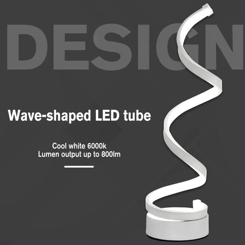 Wave Shape LED Table Lamp with Round Metal Base