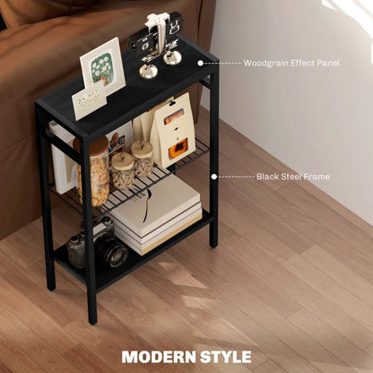 Three Shelf Industrial Style Side Table - Black