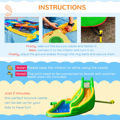 5in1 Kids Bouncy Castle with Climbing Wall, Slide, Ball Hoop, Water Sprayer and Paddle Pool