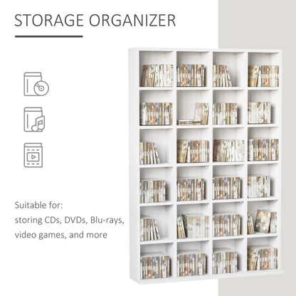 Bookcase Display Unit / Media Storage Shelf Rack with 24 Sections & 4 Adjustable Shelves