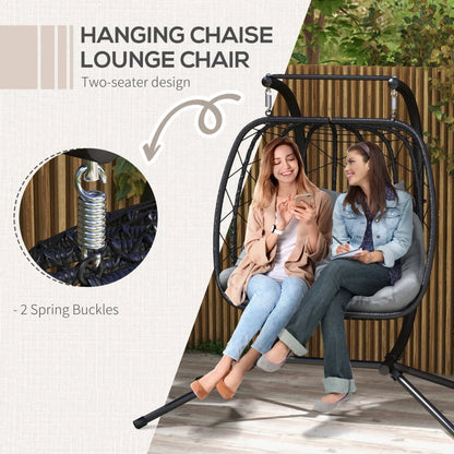 2 Seater Hanging Egg Chair with Steel Frame