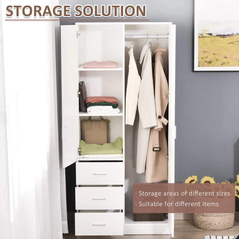 Modern Mirror Wardrobe with Slimline Hanging Storage, 3 Cube Storage and 3-Drawers