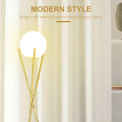 Gold Tone Tripod Moon Floor Lamp with Globe Lamp Shape and Foot Switch