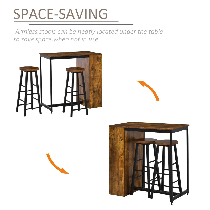 Slimline Breakfast Bar with Storage Shelves and Bar Stools Included