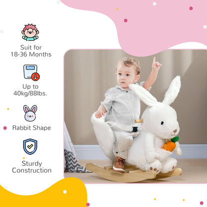 Kids Bunny Rabbit with Carrot, Bucket Seat and Safety Belt - White