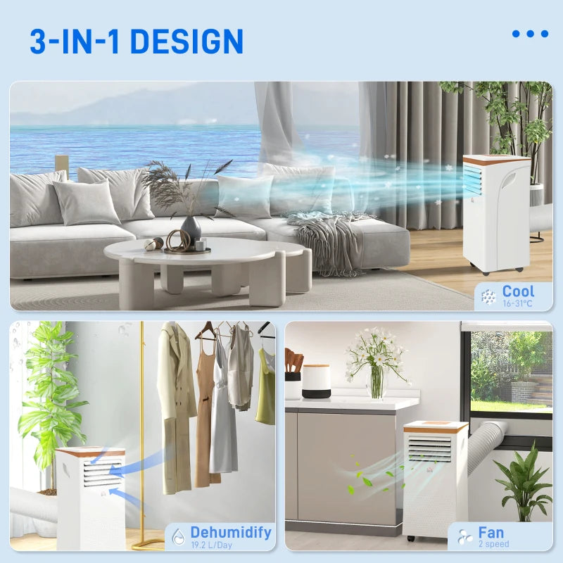 9000 BTU - 3-in-1 - Two Tone Air Conditioner Unit with Dehumidifier, Remote Control and LED Display