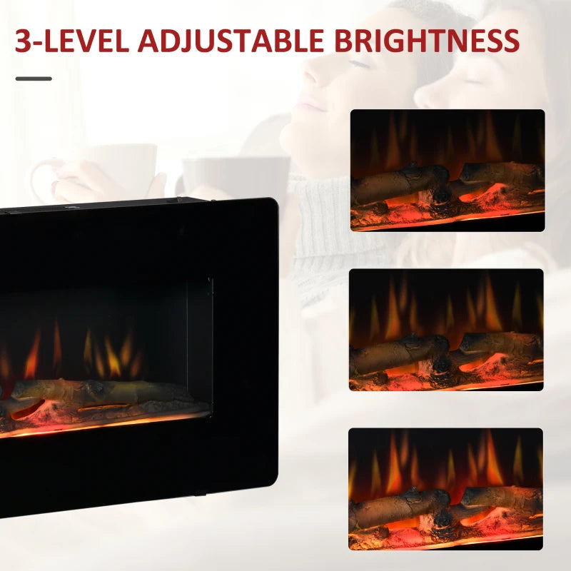 Electric Wall Mounted Fireplace Heater with Adjustable Flame Effect and Remote Control