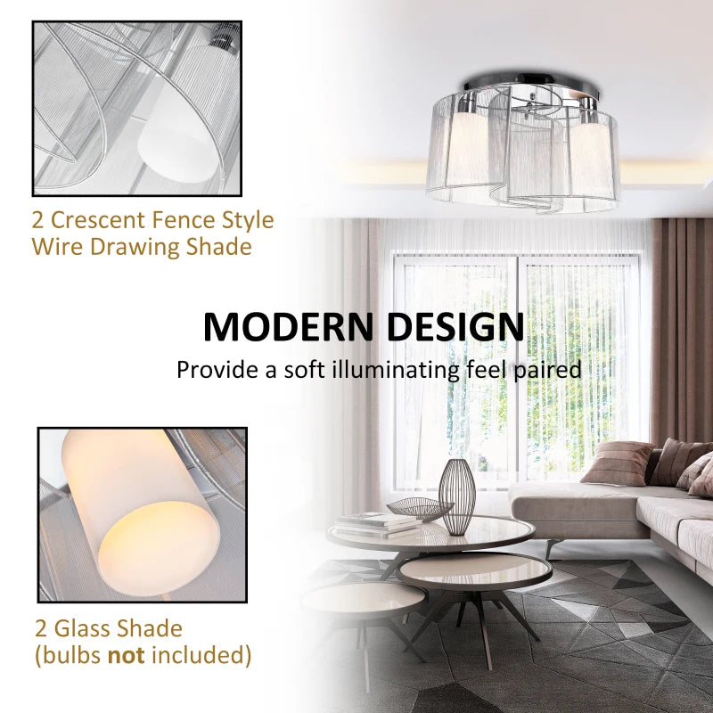 Modern Chandelier Style Ceiling Light with Flush Mount Metal Finish - White Chrome