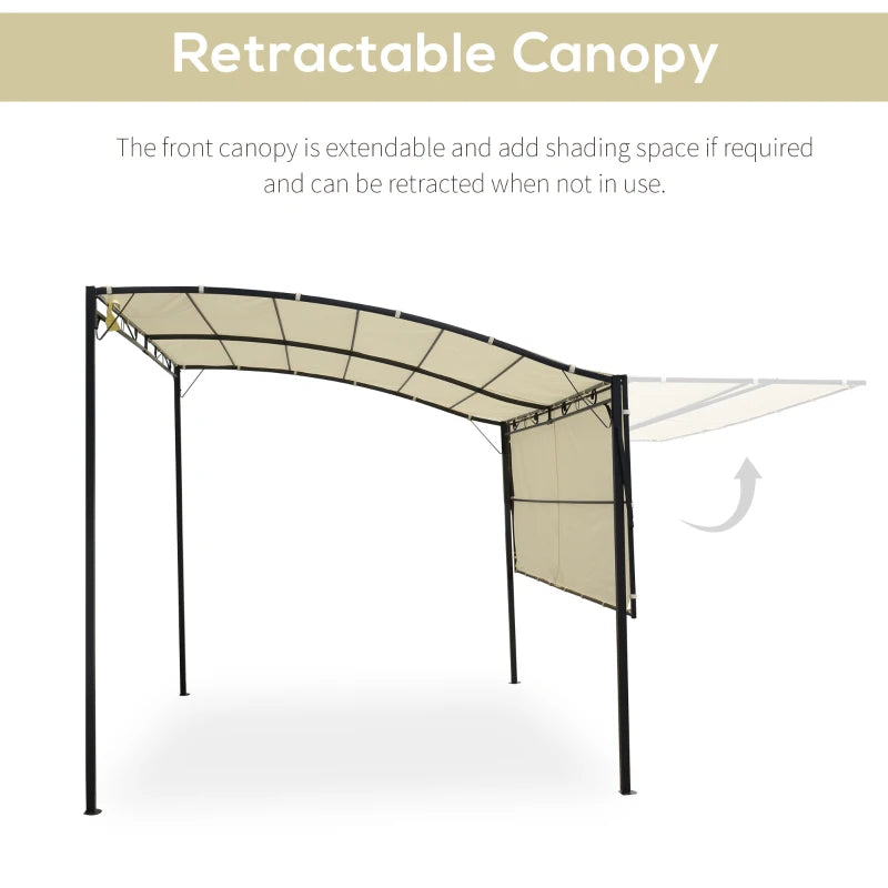 (3x2.5m) Metal Pergola / Gazebo Canopy Sunshade with Extended Shelter - Cream White