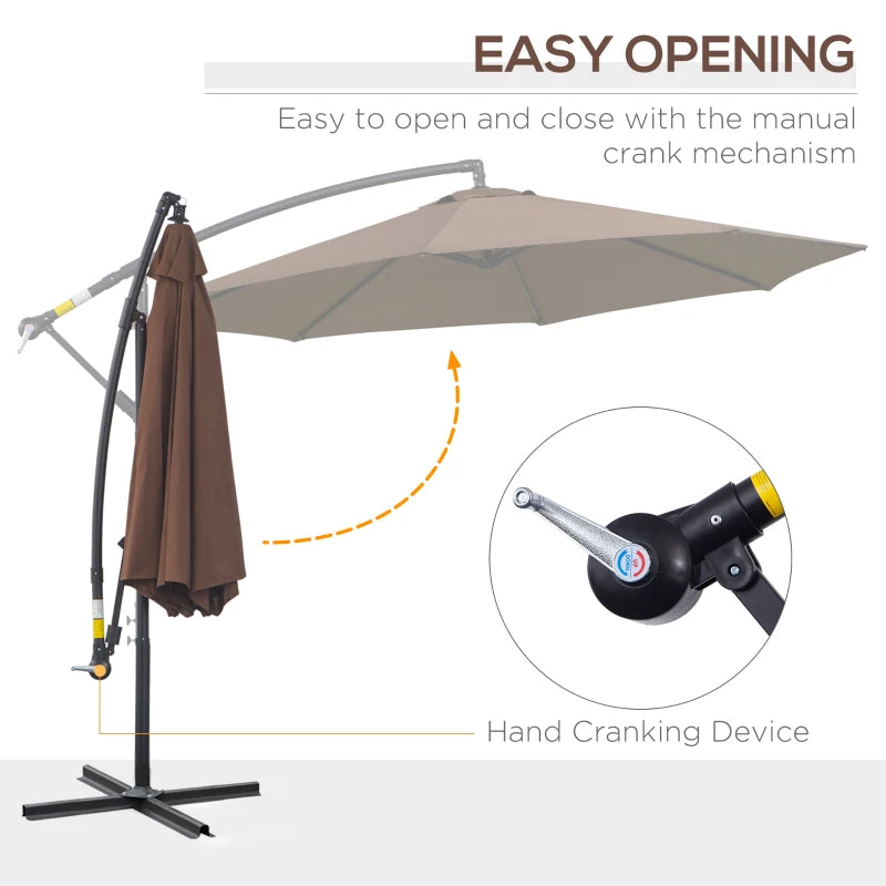 Cantilever Hanging Banana Parasol Umbrella - Brown