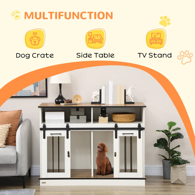 Large Pet Crate with Removable Divider for One Large Pet or Two Small and Above Storage Shelf