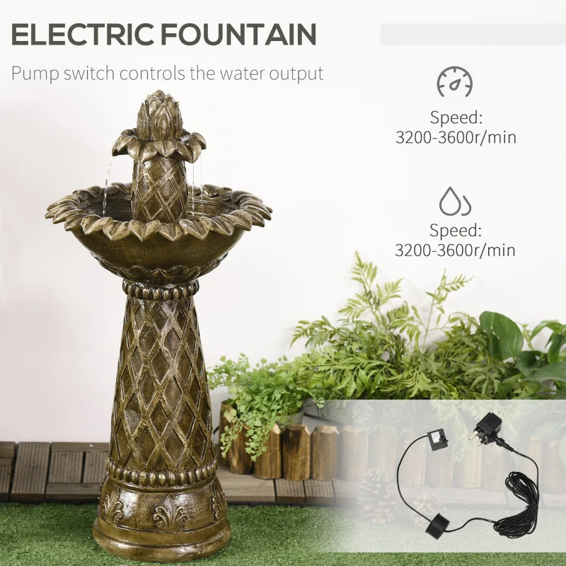 2-Tier - Waterfall Fountain Self-Contained Cascading Water Feature Garden with Electric Pump,