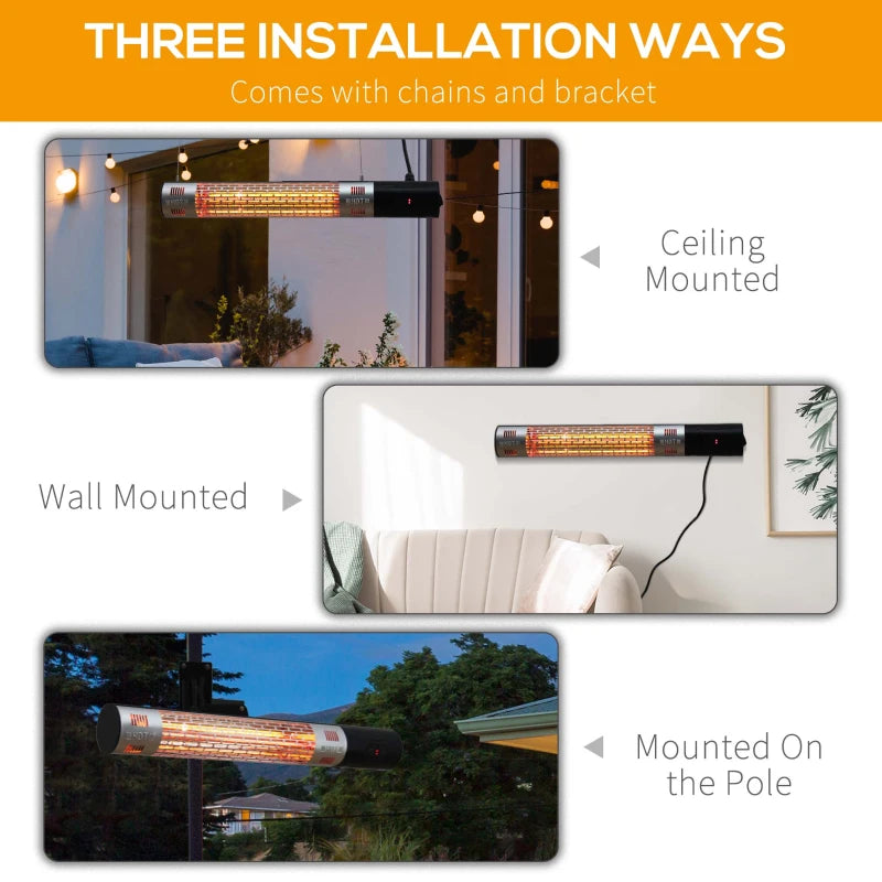 3-Way Mountable Electric Patio Heater with Remote Control