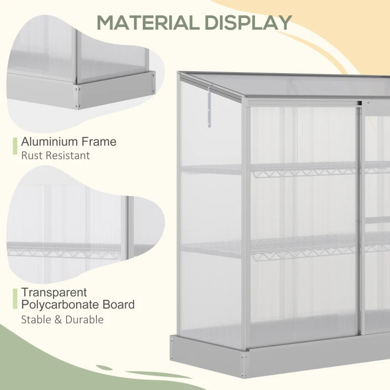 3-Tier - Polycarbonate Greenhouse with Openable Roof and Sliding Door