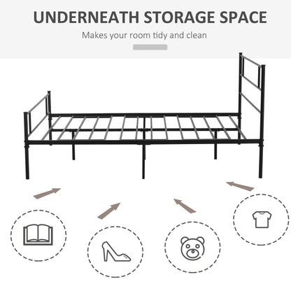 Modern Slimline Metal Bed Frame with Headboard & Footboard - (King Size)