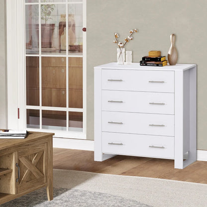 4-Drawer Chest of Drawers with Metal Handles and Open Square Feet Design