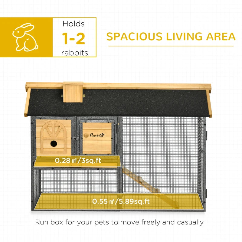 Home Style Rabbit Hutch with Ramp and Asphalt Roofing