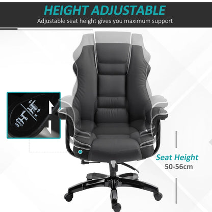 Office Chair, High Back Executive Chair, PU Leather Computer Desk Chair with Armrests and Adjustable Height, Black