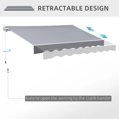 (2.5-2m) Adjustable Winding Retractable Canopy Awning - Grey