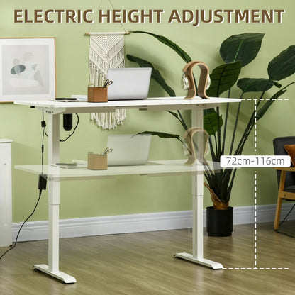 Adjustable Electric Standing Desk with LED Display Controls & Wooden Countertop - 72-116cm - White