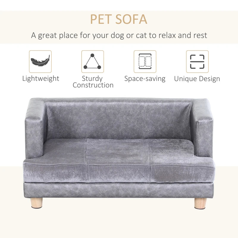 Soft Cushioned Dog Sofa Bed with Surrounding Back and Arms for Small Sized Dogs