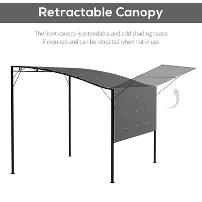 (3x2.5m) Metal Pergola / Gazebo Canopy Sunshade with Extended Shelter - Charcoal Grey