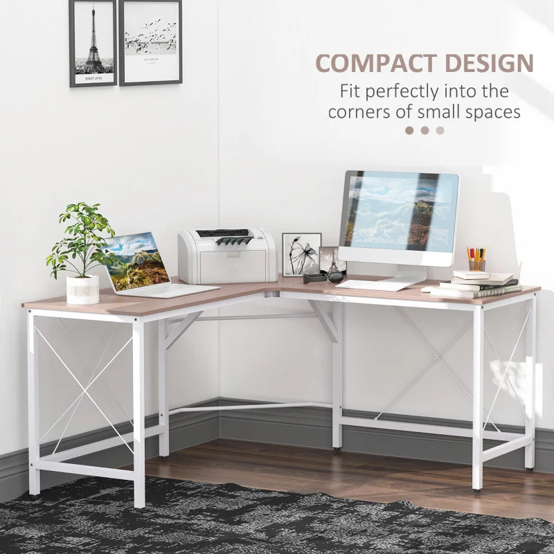 L-Shaped Corner Desk, Computer Desk for Home Office - Wooden / White