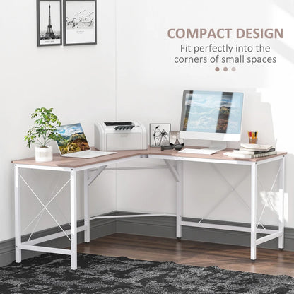 L-Shaped Corner Desk, Computer Desk for Home Office - Wooden / White