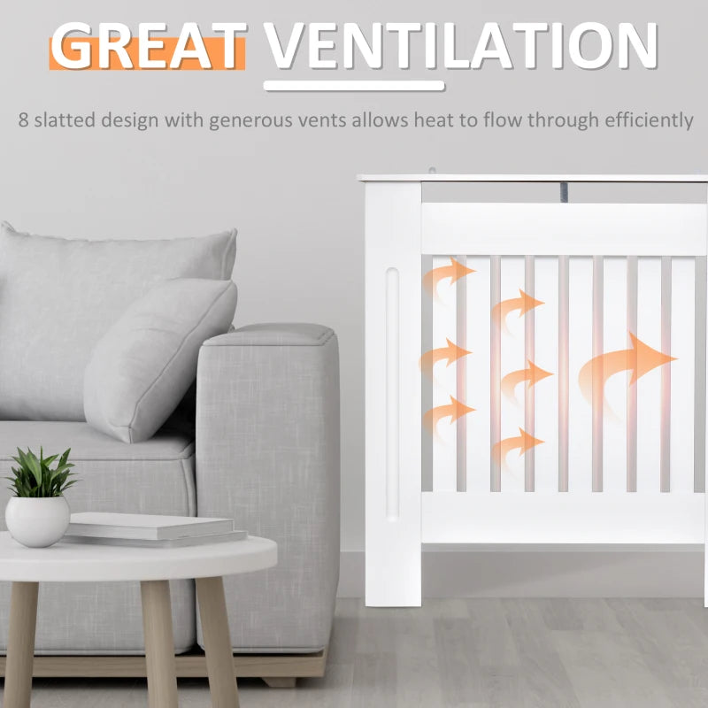 Small Radiator Cover - Vertical Slatted Vent Design with Top Display Shelving