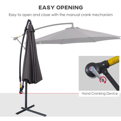 Cantilever Hanging Banana Parasol Umbrella - Steel Grey