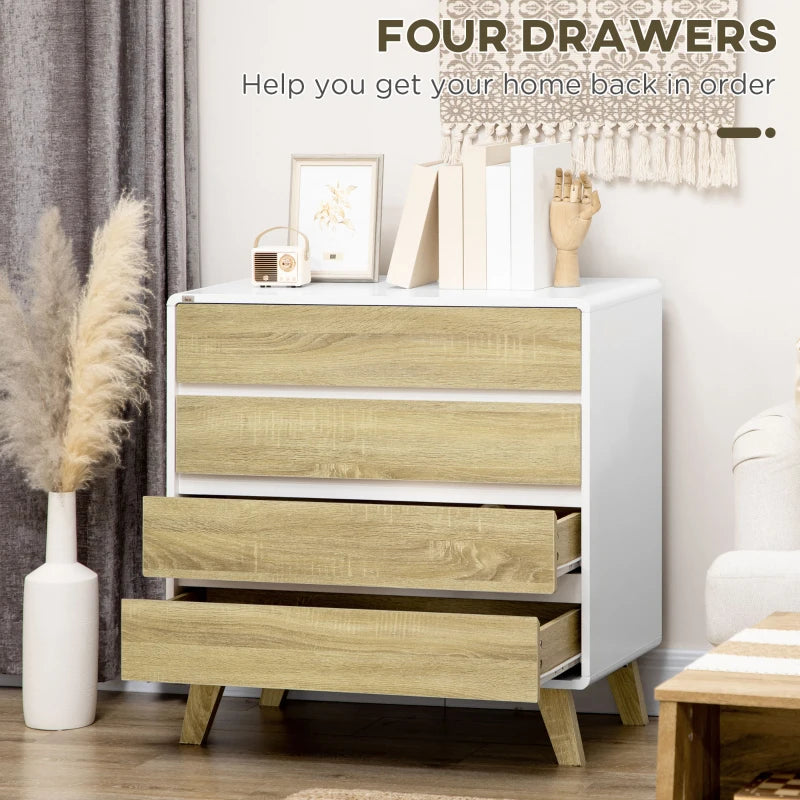 Two-Tone - 4-Drawer Storage - Modern Chest of Drawers with 4 Wooden Legs