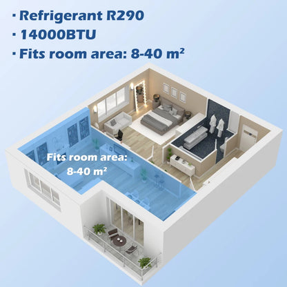 3-in-1 - 14,000 BTU - Air Conditioning Unit with 3 Speeds, LED Display, Remote Control, Dehumidifier and 24hr Timer