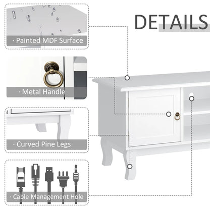 TV Stand Cabinet with Cable Management Holes and Curved Style Wooden Feet