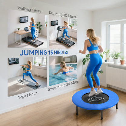 32" Mini Fitness Trampoline Home Gym Yoga Exercise Rebounder Indoor Outdoor Jumper with Safety Pad, Support Up to 100 KG