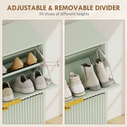 Elegant Two-Drawer Shoe Cabinet - Light Green